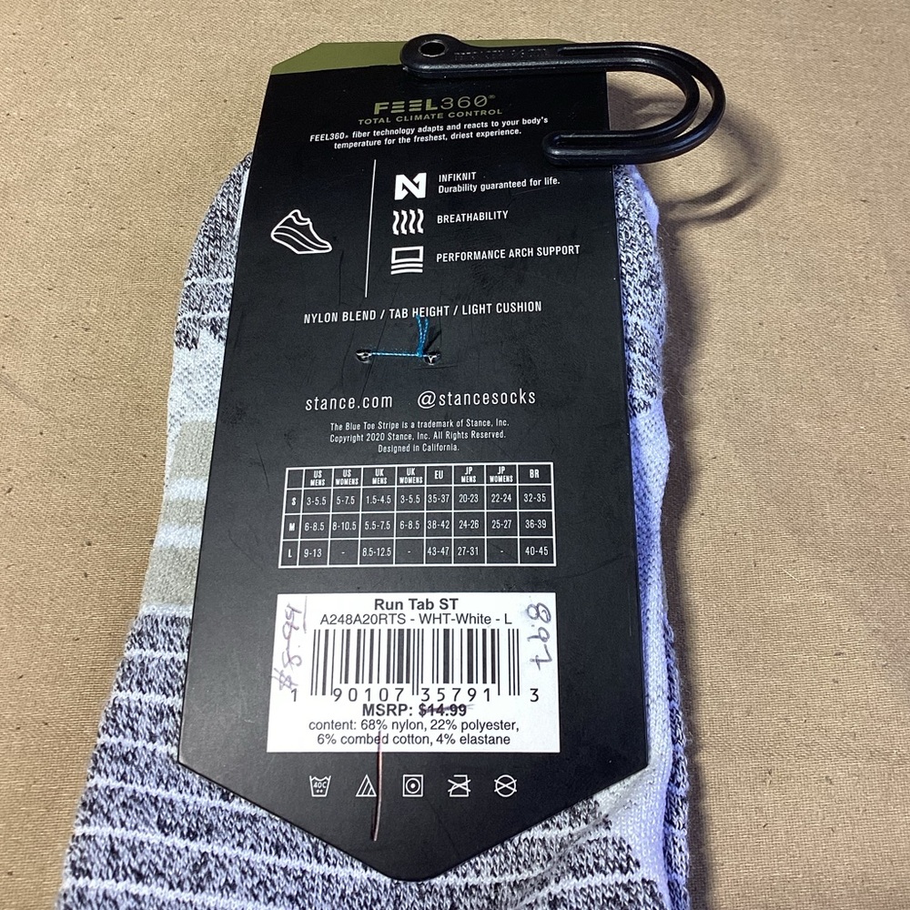 Stance Performance Light Cushion Run Tab ST White M: 9-13 L - Picture 4 of 4